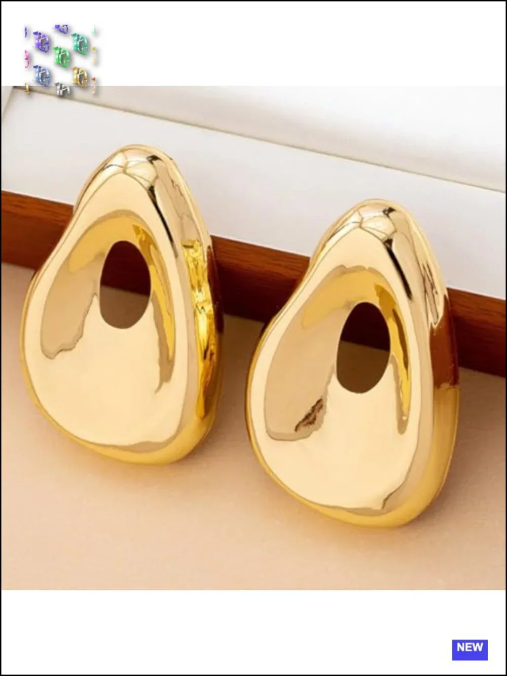 Gold Geometric Chunky Drop Dangle Earrings Statement Hollow Openwork Jewelry